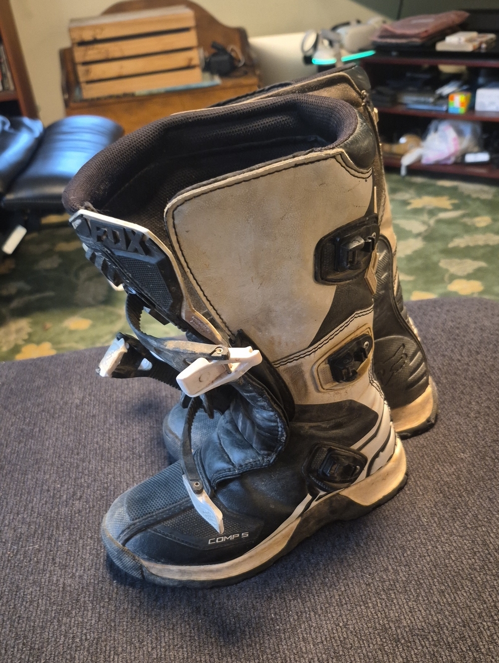 Fox Men’s Black and White Motocross Comp 5 Boots